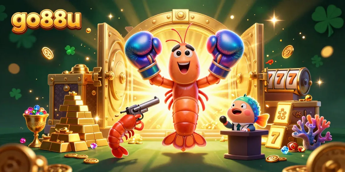 Join the excitement at go88u with animated casino characters celebrating wealth and jackpots in a vibrant scene.