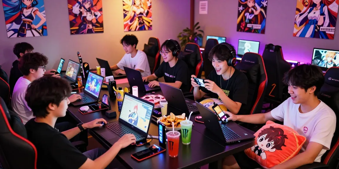 Players engaged with hentai games on various devices in an inviting gaming environment.
