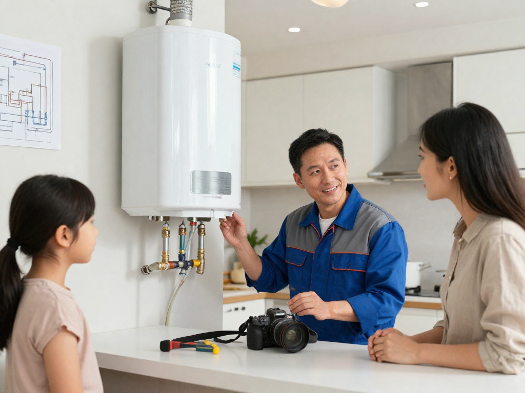 Technician providing direct water heater repair Fort Worth service in a modern home.